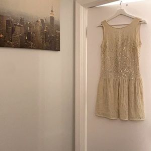 Zara 1920s style dress, cream color and sequins